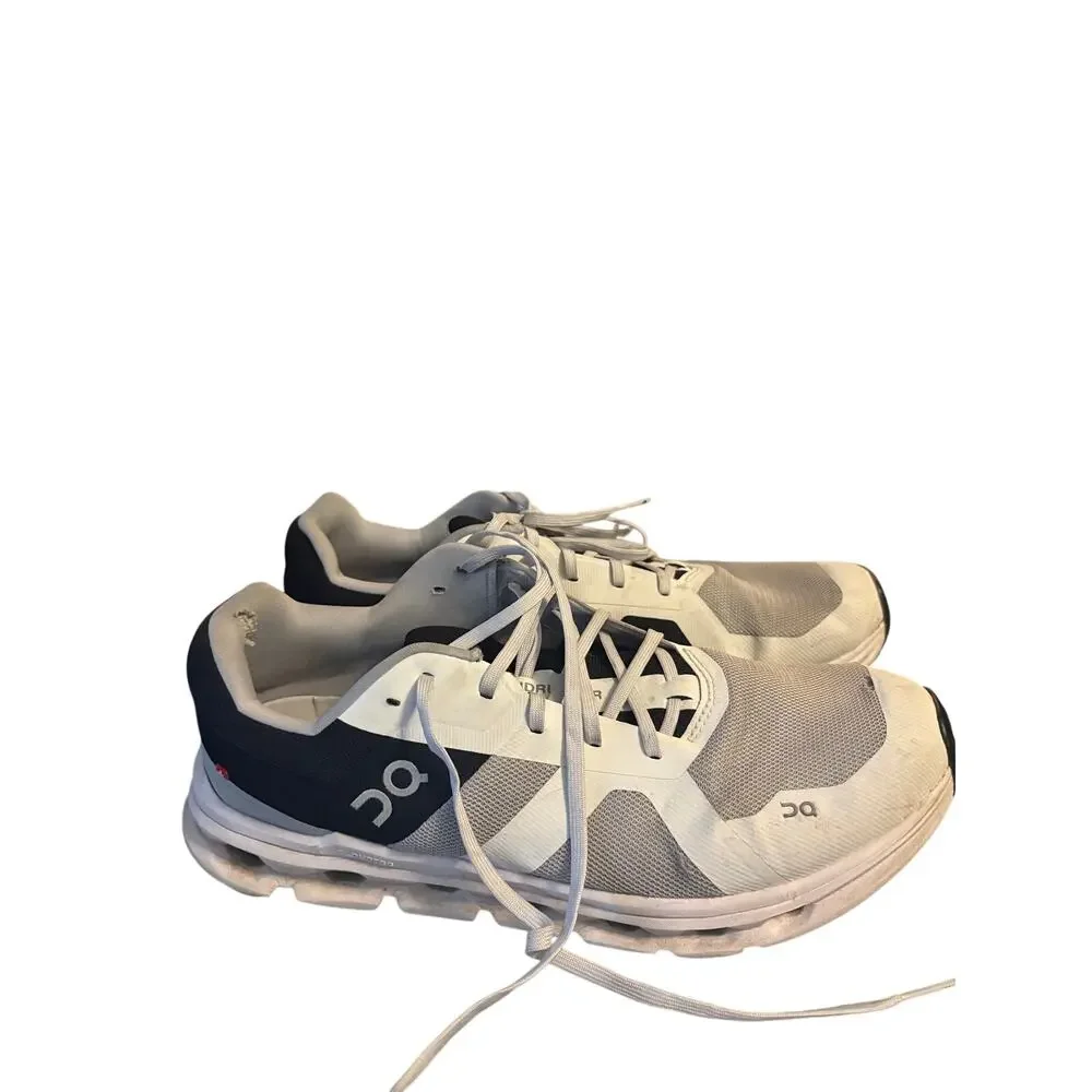 On Running Mens Cloudrunner Sneakers White Gray Black Trim Size M12